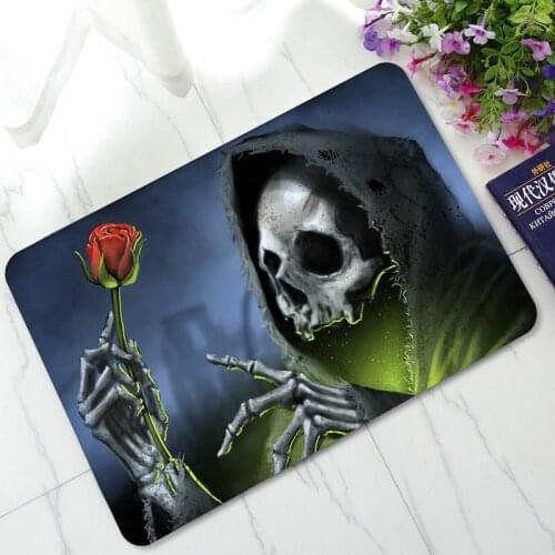 Happy Halloween Party Decoration Cartoon Skull Carpet Non-Slip Rubber Door Mat Bedroom Living Room Rug Absorbent Home Decoration