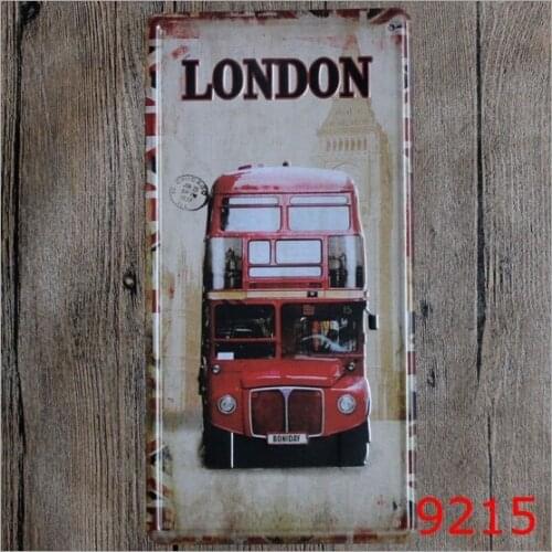 15x30cm London Bus Street Signs Lisence Car Plate Vintage Tin Sign Bar Pub Home Wall Decor Retro Metal Art Poster