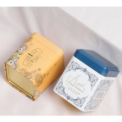 Vintage Tea Box Tea Sealed Box Kitchen Storage Container Jar Tin Square Can Candy Iron Canister