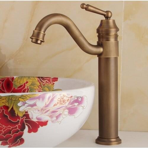 All European puckering restore ancient ways of cold and hot archaize stage basin faucet heightening the wash basin