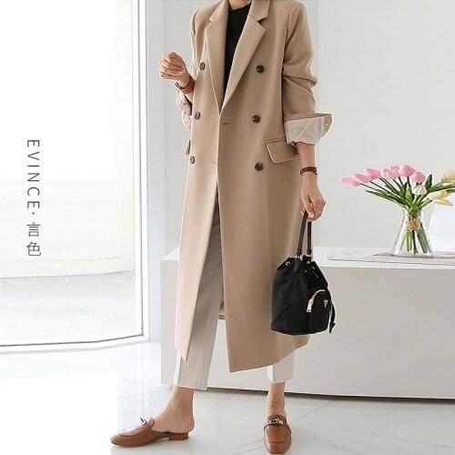 Early spring suit coat womens spring and autumn middle and long 2021 high-end atmospheric suspension high sense of temperament