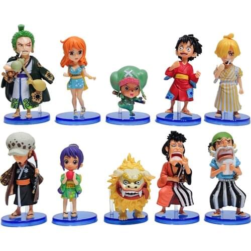 10pcs/set Anime Figure One Piece Luffy Sanji Nami Zoro Chopper Frank Robin PVC Action Figure Model Children Gift Toys