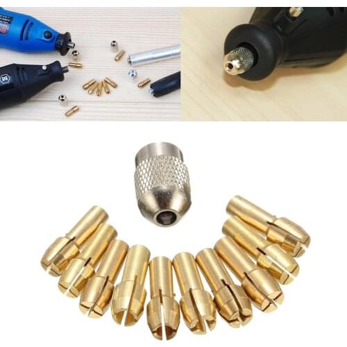 10Pcs Brass Drill Chuck Collet Bits For Rotary Tool 0.5-3.2mm 4.3mm Shank