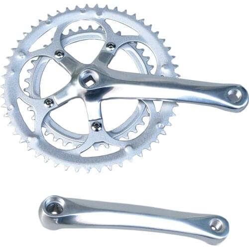 110 BCD Crankset 53/39T 170 MM Road Bike Crank aluminum Tooth Plate steel Folding Bicycle Double System Silver Five Claw
