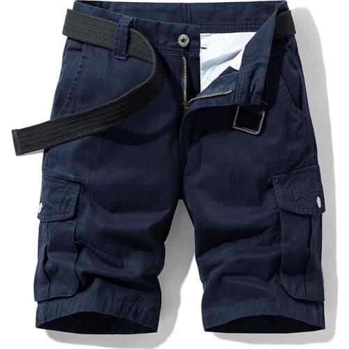 2020 Summer Mens Baggy Multi Pocket Military Cargo Shorts Male Cotton Navy Mens Tactical Shorts Short Pants 30-38 No Belt