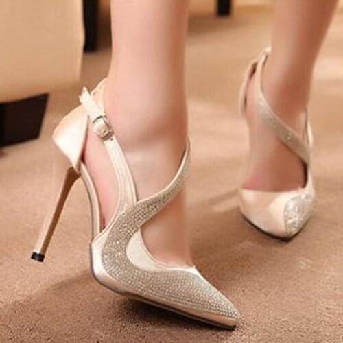 2020 New Stylish Water Drill Heels Sexy Comfortable Pointed Thin Heels Shallow Shoes