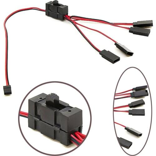 4-Way Split Cable LED Light Lamp On/off Controller Switch Y Split Cable For 1/10 TRX-4 SCX10 RC Crawler Accessories Set Dropship