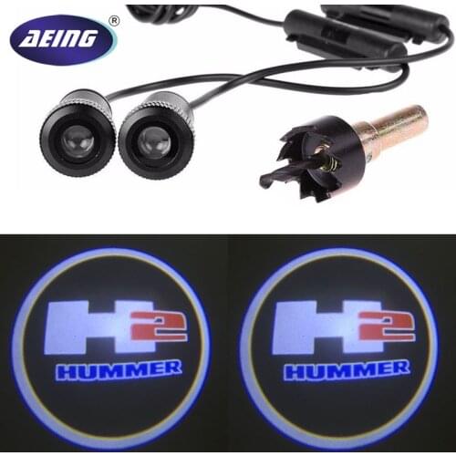 AEING 2pcs Ghost Shadow Logo welcome Car White LED Door Light Laser Courtesy Slide Projector logo Emblem light For HUMMER H2