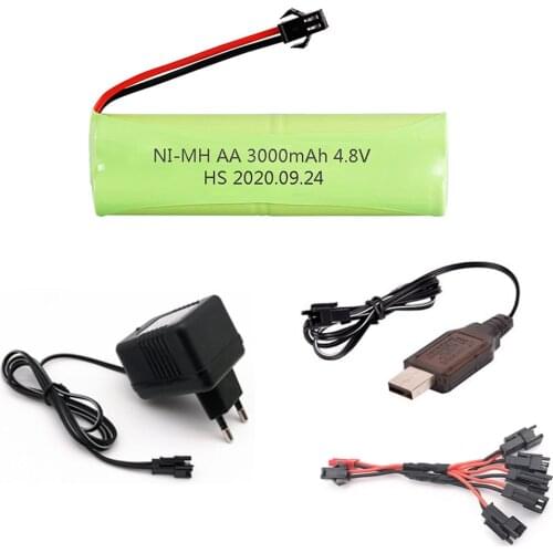 3000mah 4.8V AA NI-MH Battery SM Plug with 4.8V charger set For Rc toys Cars Tanks Robots Boats Guns Ni-MH AA 4.8 V Battery Pack