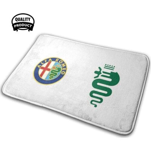 Alfa Old Badge & Biscione-Color/White Comfortable Door Mat Rug Carpet Cushion Alfa Alfa Romeo Alfa Biscione Alfa Snake