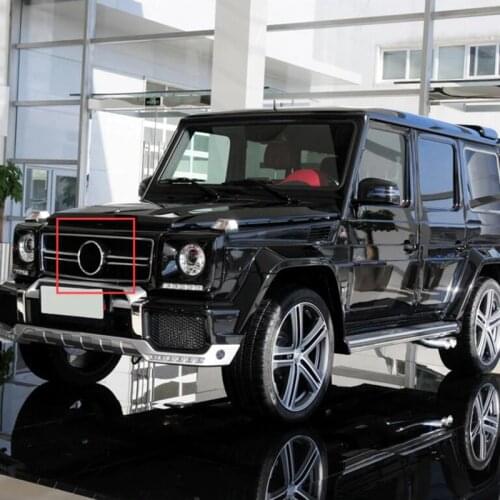 185mm Hollow Out Black Net with Chrome Black Red B Logo Car Styling Middle Grille Emblem Decoration for W463 G500 G350 G63 G65