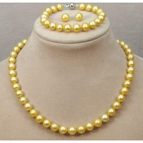 Free shipping charm Jew.656 sets AA 9-10mm white reshwater pearl necklace bracelets earrings