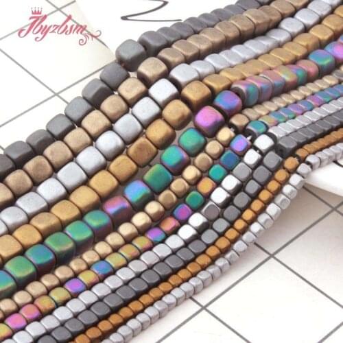 2,3,4,6mm Frost Cube Hematite Beads Loose Natural Stone Beads For DIY Necklace Bracelet Woman Gift Jewelry Making Strand 15"