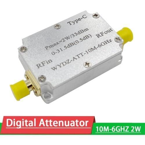ATT 10M-6GHZ 2W Digital attenuator step 0.5DB 0-31.5 CNC range FOR HAM radio Amplifier Receiver IF Frequency TYPE-C power