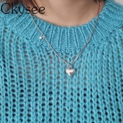 Ckysee News 925 Sterling Silver Necklace Heart Pendant Necklace For Fashion Women Minimalist Fine Charms Jewelry Fine Jewelry