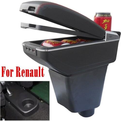 For Renault Clio Captur Armrest box central Store content box with cup holder ashtray with USB interface