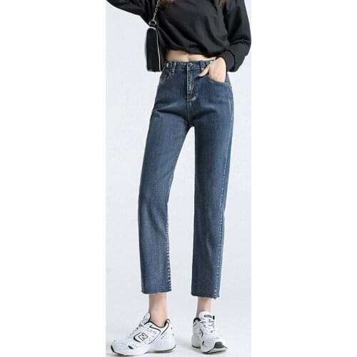 Jeans Women Loose High Waist Straight High Waist Pants Solid Color Wide Legs Retro Loose Womens Denim Trousers Thin Section