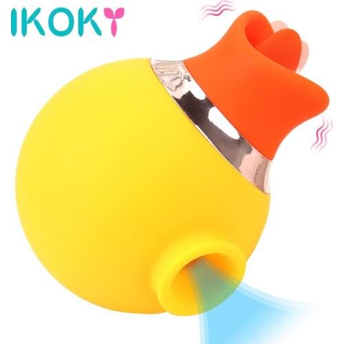 IKOKY 2 In 1 Vibration Tongue Licking Sex Toys for Women Clitoris Stimulator Cute Duck Sucking Vibrator 7 Modes Nipple Sucker