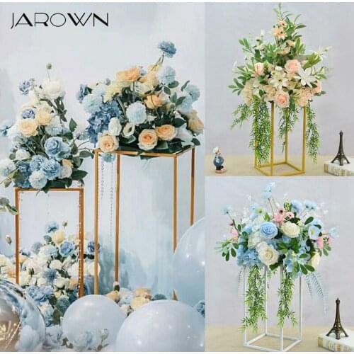 JAROWN Artificial Floral Wrought Iron Geometry Road Lead Flower Half Ball Set Wedding Centerpiece Home Party Backdrop Decoration