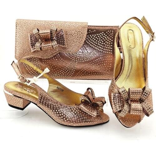 Doershow Italian Shoe and Bag Set New 2020 Women Shoes and Bag Set In Italy peach Color Italian Shoes with Matching Bag!HYD1-13