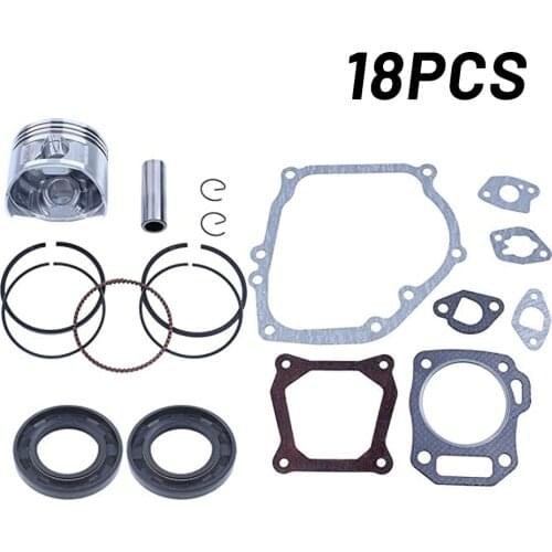 18pcs Engine Piston Ring Gasket Oil Seal Kit 68mm Piston Rings Gasket Oil Seal Rebuild For GX160 GX200 168F 5.5/6.5HP
