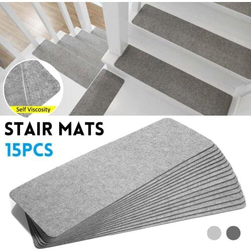 15Pcs/Set Stair Tread Carpet Mats Self-adhesive Floor Mat Step Staircase Non Slip Door Pad Protection Cover Rug for Home Decor