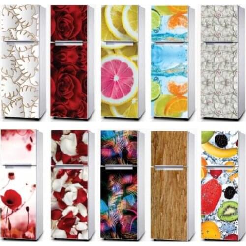 Creative Self Adhesive Refrigerator Wrap Freezer Sticker Kids Art Fridge Door Cover Wallpaper Kitchen Accessories Customizable