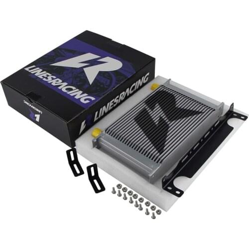 LINESRACING UNIVERSAL 25ROW AN-10AN Engine Racing OIL COOLER Black/Silver+Mounting Bracket Kit