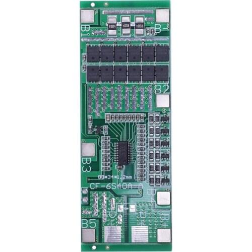 24V 6S 40A 18650 Li-Ion Lithium Battery Poretect Board Solar Lighting BMS PCB with Balance for Ebike Scooter