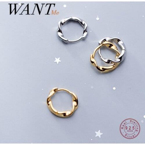 WANTME Fashion Korean Minimalist Twisted Rope Round Ear Buckle for Women Real 925 Sterling Silver Japanese Line Earrings Jewelry