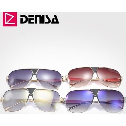 DENISA Luxury Big Sunglasses Women Mirror Man Sunglasses Brand 2019 Metal Frame Oversized Glasses Fashion UV400 gafas G25082