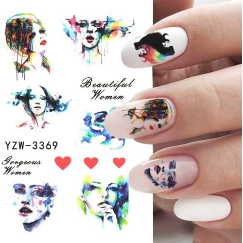 Mona Lisa pattern Stickers for nails Color black and white Stickers for manicure DIY nails sticker nail foil
