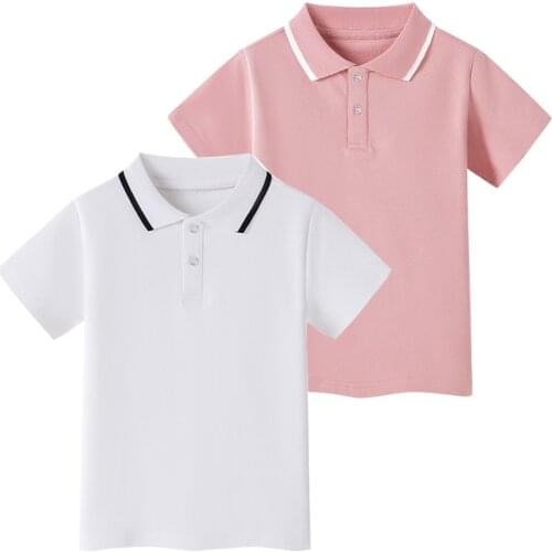 Solid Boys Polo Shirts Summer Breathable Cotton Girls Tshirt Anti-pilling Fabric Tops Tees Teen Childrens Clothes