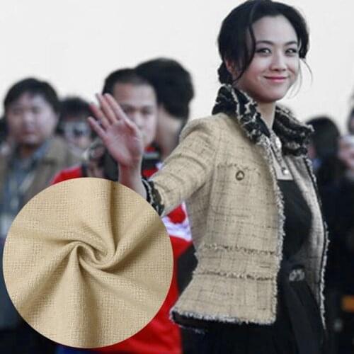 Beige check pattern wool autumn and winter woolen cloth overcoat fabric