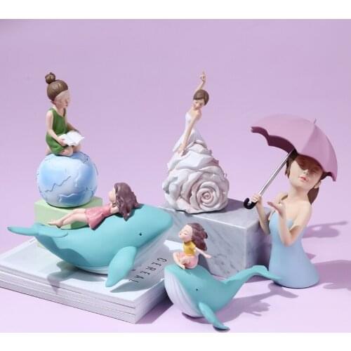 Nordic Resin Abstract Sculpture Angel Statues Home Decoration Accessories Modern Girl Figures Lovely Statues for Decoration Gift