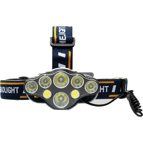 LED Headlamp Smart Light T6 COB High Power Rechargeable 18650 Battery Fishing Camping Fishing Headlight Stepless Dimming