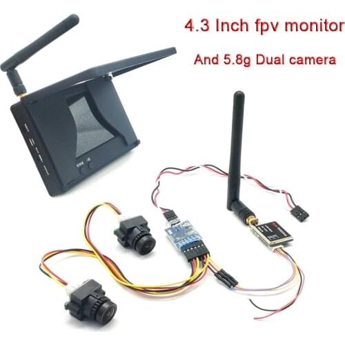 5.8G 48CH 4.3 Inch FPV Monitor 480x272 Build-in Battery with 3 channel Dual Video camera FPV 5.8G 600mW Video Transmitter for RC