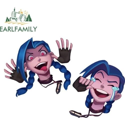 EARLFAMILY 13cm x 10.6cm for League of Legends Jinx Vinyl Car Stickers Air Conditioner Trunk Decals Waterproof Sunscreen Decor