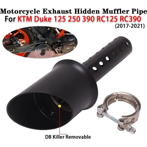 Slip on For KTM Duke 125 250 390 RC125 RC390 2017-2021 Motorcycle Exhaust Hidden Muffler Pipe With DB Killer Silence Black