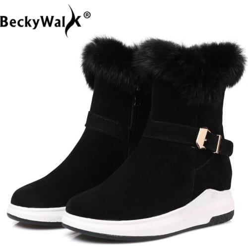 Women Boots Womens Winter Boots Shoes Woman Vintage Buckle Female Snow Boots Faux Fur Platform Ankle Boots for Women WSH3686
