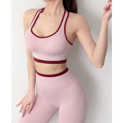 SALSPOR Tops for Women Summer Fashion Crop Top Female Active Push Up Bra Shockproof Seamless Sports Vest Fitness Clothing