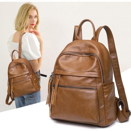 2021 Women Backpack Large Capacity Fashion Anti-theft Bag Students Leisure Travel Bag Bags for Women Bookbag Leather Kawaii