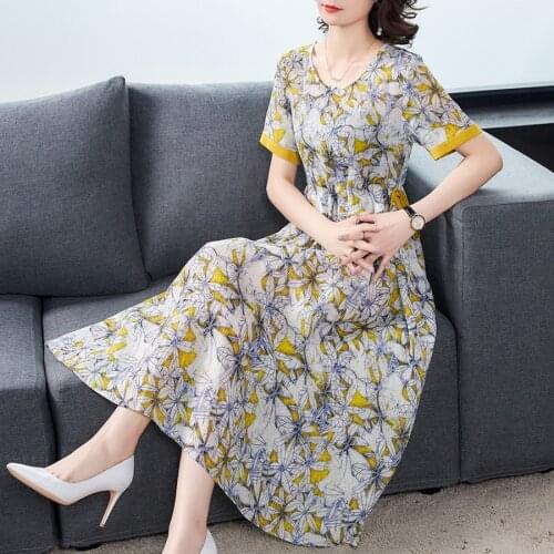2021 Summer Cotton Linen High Quality Midi Dress Fashion Vintage 3XL Plus Size Print Runway Dress Elegant Women Bodycon Vestidos