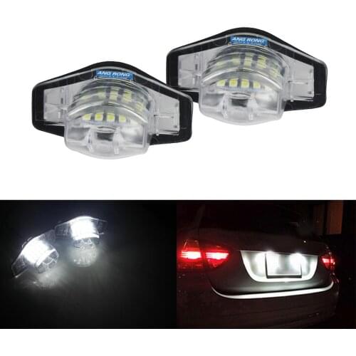 ANGRONG 1 Pair 2x Xenon LED License Number Plate Light For Honda Civic MK7 MK8 For Accord Legend City MR-V