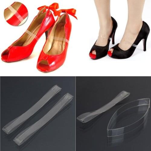 1 Pair Clear Transparent Invisible High Heel Shoe Straps For Holding Loose shoes