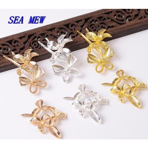 10 PCS KC Gold Silver Plated Flowers Metal Alloy Branches Flowers DIY Hair Accessories For Jewelry Making