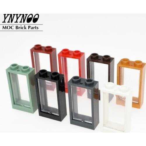 20Sets/lot Window Frame 1x2x3 With Glass Parts City House MOC Building Blocks Bricks Toys Compatible with 60593+60602