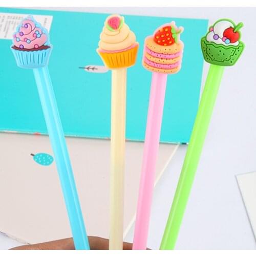 48pcs/lot Cute Cartoon Cake Fruit Gel Pen Sign Pen Office School Stationery Promotion Gift Prize Pen To Students