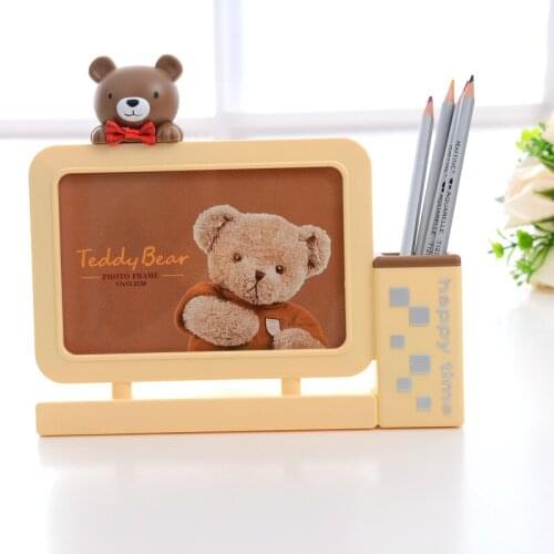 6 inch creative little bear baby child cartoon photo frame with pen holder boutique photo frame