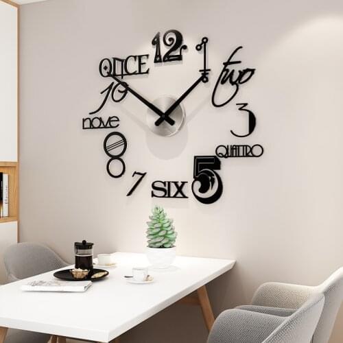 Abstract Style Silent Acrylic Large Decorative DIY Wall Clock Modern Design Living Room Home Decoration Wall Watch Wall Stickers